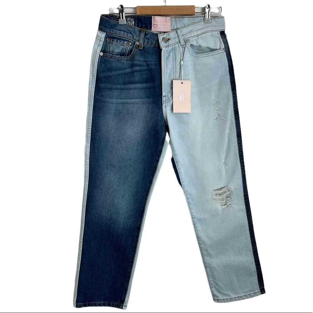 Revice Denim Color Block Straight Leg Ankle Jeans Size 28